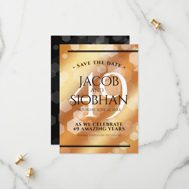 Reserve A Data Aniversário de Casamento de Cobre Elegante 49º (Frente/Verso In Situ)