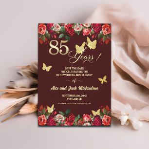 Reserve A Data Aniversário de Casamento Elegante Floral Dourado 8