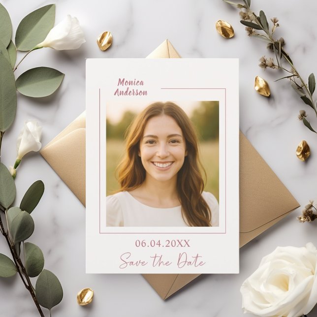 Reserve A Data Aniversário de foto em ouro rosa marfim (Criador carregado)