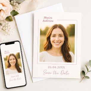 Reserve A Data Aniversário de foto em ouro rosa marfim