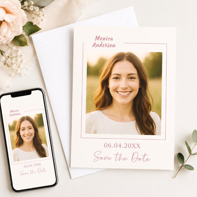 Reserve A Data Aniversário de foto em ouro rosa marfim (Criador carregado)