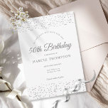 Reserve A Data Aniversário De Qualquer Poeira De Prata De Idade<br><div class="desc">Um elegante aniversário de qualquer idade,  exceto o convite de data com delicada esteira de prata. Você pode personalizar com seus detalhes especiais de celebração em texto chic prata. Projetado por Thisnotme©</div>