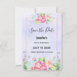 Reserve A Data Aniversário do Buquê Floral com Cor de Água Rosa M