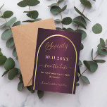 Reserve A Data Aniversário do Burgundy Gold Arch<br><div class="desc">A Save the Date card for a 70 festa de aniversário. Um fundo arrojado,  decorado com um arco de ouro falso. Personalize e adicione uma data e seu nome. O texto: Setenta e Salvar a Data é gravado com um script de estilo com letra de tendência grande.</div>