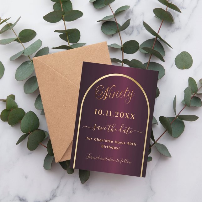 Reserve A Data Aniversário do Burgundy Gold Arch (Criador carregado)