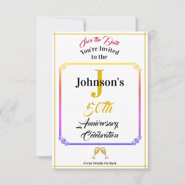 Reserve A Data Aniversário e Salvar a Data - Qualquer Nome e Data (Frente)