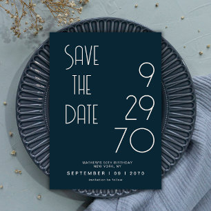 Reserve A Data Aniversário Simples Minimalista Navy Matte Save Th