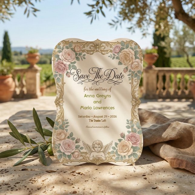 Reserve A Data Anjo Barroco Rococó em Folha Dourada Falsa (Criador carregado)