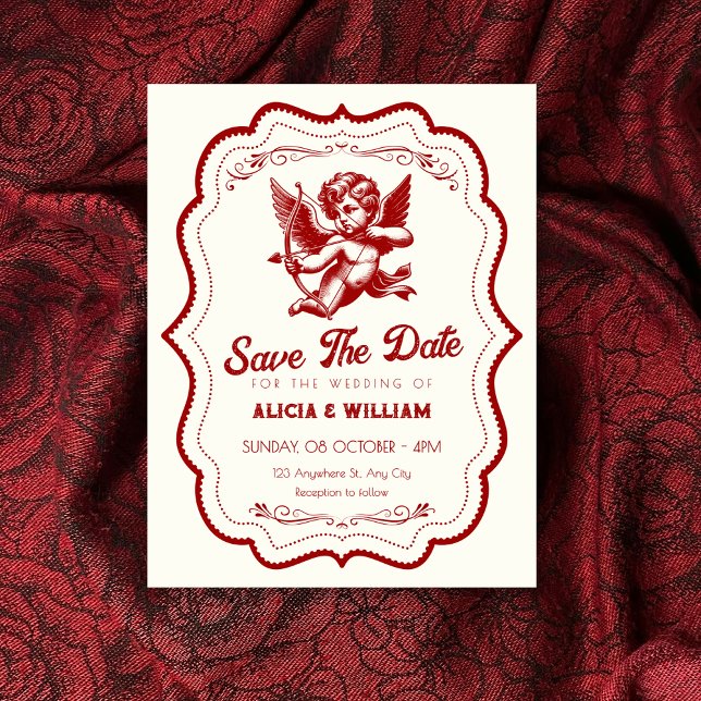 Reserve A Data Anjo cupido vermelho casamento  (Criador carregado)