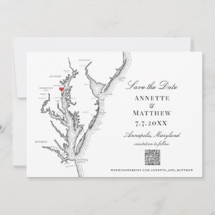 Reserve A Data Annapolis MD Wedding Elegant Black White Código QR