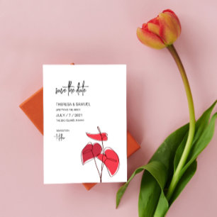Reserve A Data Anthurium ・ Desenho Floral ・ Casamento Moderno