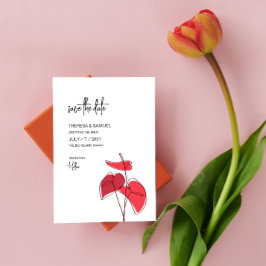 Reserve A Data Anthurium ・ Desenho Floral ・ Casamento Moderno