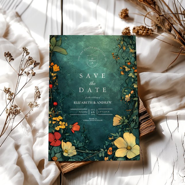 Reserve A Data Antique Arte Floral Nouveau Casamento (Criador carregado)