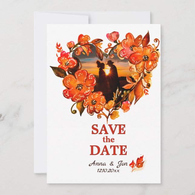 Reserve A Data Apaixonar Foto Floral do outono Russo (Frente)