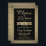 Reserve A Data Aplausos Todos os anos reformam negro elegante e D<br><div class="desc">Convide colegas, família e amigos para uma celebração elegante para ele ou para ela com esta festa de aposentadoria negra e dourada, exceto o convite para a data. A design apresenta uma falsa borda metálica, faixas negras modernas, caligrafia com script na moda e deco de arte vintage inspirada na tipografia....</div>