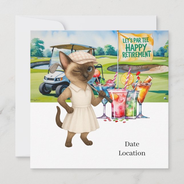 Reserve A Data Aposentação de Golfe para Invasores de Gato Siames (Frente)