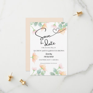 Reserve A Data Aquarela Casamento Semi-Transparente em Pêssego e 