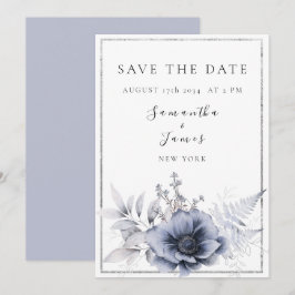 Reserve A Data Aquarela Dusty Blue Bohemian Floral