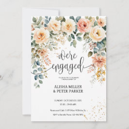 Reserve A Data Aquarela Elegante Festa de Engajamento Floral