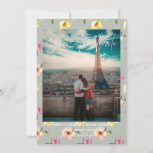 Reserve A Data Aquarela Floral Salvar a data