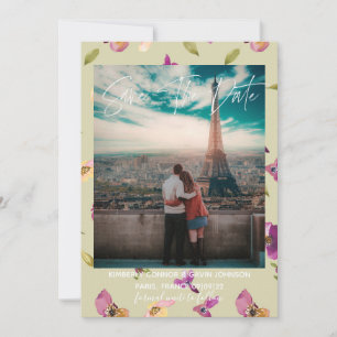 Reserve A Data Aquarela Floral Salvar a data