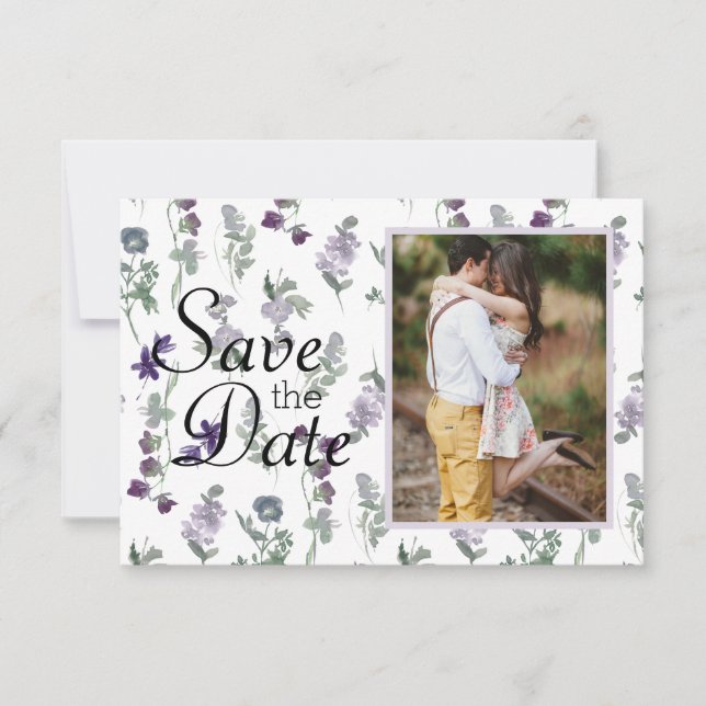 Reserve A Data Aquarela Flores Silvestres Lavanda (Frente)