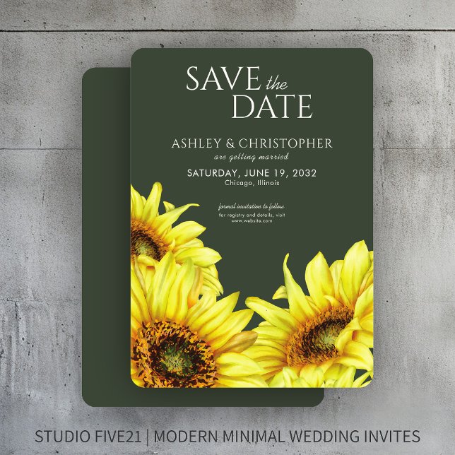Reserve A Data Aquarela Girassol Chá de casamento Verde (Criador carregado)