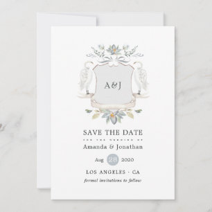 Reserve A Data Aquarela Lakeside Casamento Monograma Crest