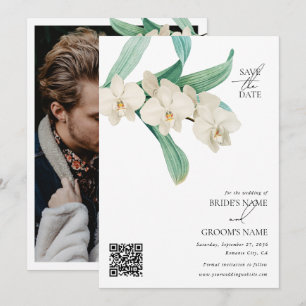 Reserve A Data Aquarela Orquídeas Brancas Foto Floral de Casament