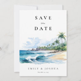 Reserve A Data Aquarela tropical de praia