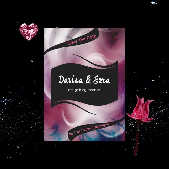 Reserve A Data Aquarela Vibrante Rosa (Criador carregado)
