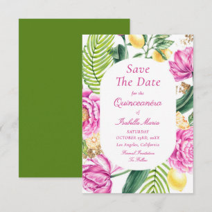 Reserve A Data Aquarelas - Peônias cor-de-rosa - Floral Tulipas Q