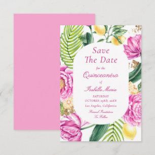 Reserve A Data Aquarelas - Peônias cor-de-rosa - Floral Tulipas Q