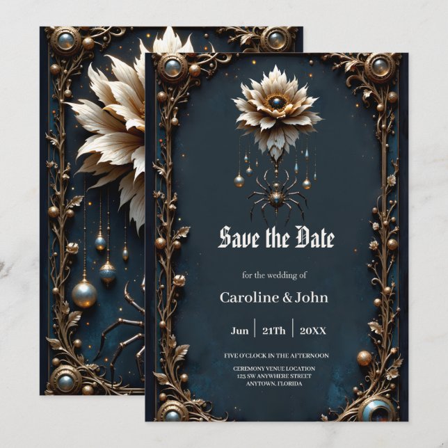 Reserve A Data Aranha de Casamento – Guardiã do Florescer da Lua. (Frente/Verso)