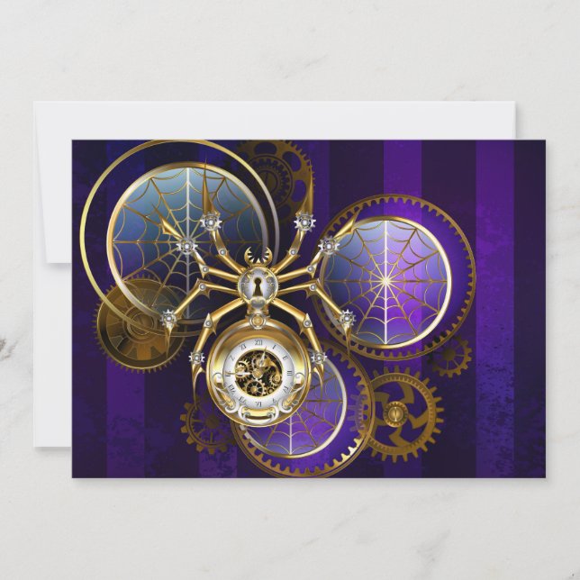Reserve A Data Aranha Steampunk no fundo roxo (Frente)