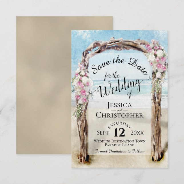 Reserve A Data Arbusto de Praia de Madeira Flutuante Rústica com  (Frente/Verso)