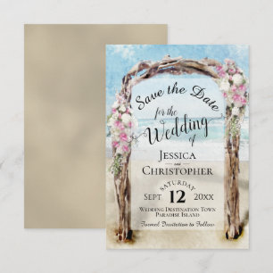 Reserve A Data Arbusto de Praia de Madeira Rústica Floral Rosa Ca