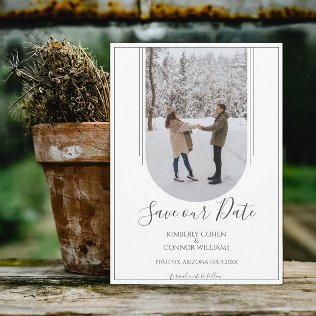 Reserve A Data Arco Boho Foto Save the Date | Branco (Criador carregado)