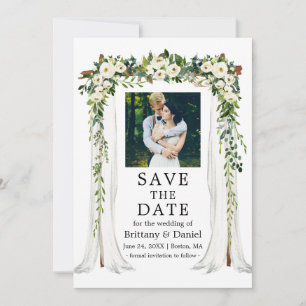 Reserve A Data Arco de Casamento Cana-de-Água Verde Floral Branco