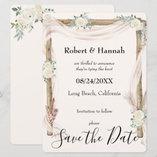Reserve A Data Arco de Casamento e Rosas Creme Dourado Salve a Da