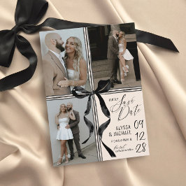 Reserve A Data Arco de Fita Aquarela Moderno 3 Fotos Casamento