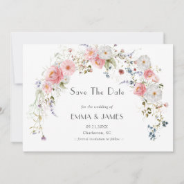 Reserve A Data Arco de Jardim de Primavera Flores Silvestres Rosa