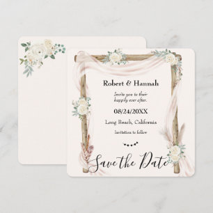 Reserve A Data Arco de Noiva Floral Boho Creme Salve a Data