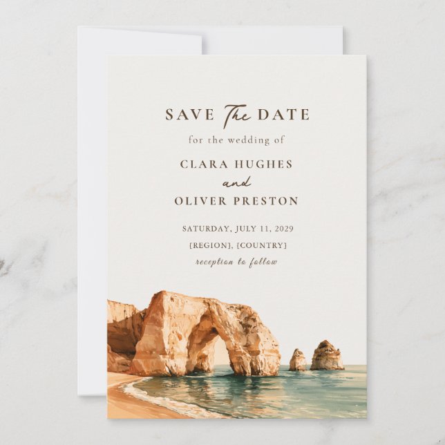 Reserve A Data Arco de Penhasco Ensolarado Algarve Casamento na C (Frente)