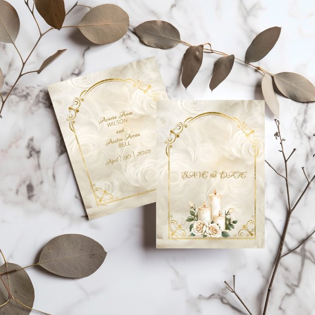 Reserve A Data Arco de Rosas Douradas e Brancas (Criador carregado)