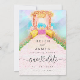 Reserve A Data Arco Floral Aquarela Romântica Salve a Data 