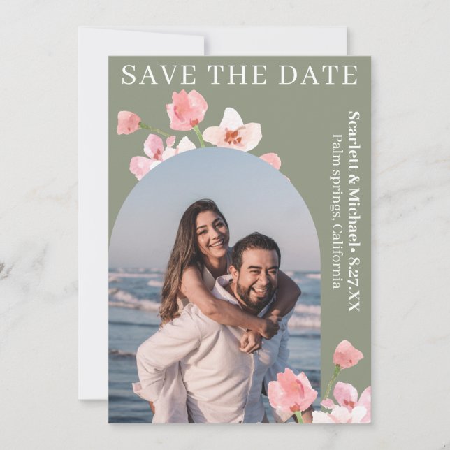 Reserve A Data Arco Floral Moderno Elegante Terrestre (Frente)