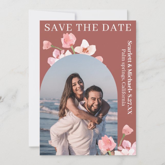 Reserve A Data Arco Floral Moderno Elegante Terrestre (Frente)