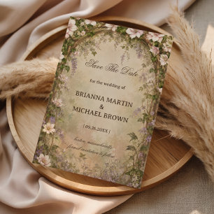 Reserve A Data Arco Floral Vintage Romântico
