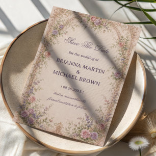 Reserve A Data Arco Floral Vintage Romântico